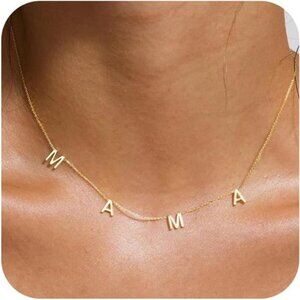 BAYLAY Mama Necklace | 18K Gold Plated Dainty Mom Choker, Cute Pendant Necklace